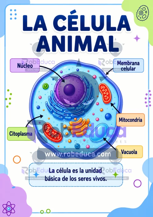 Poster educativo de la celula animal